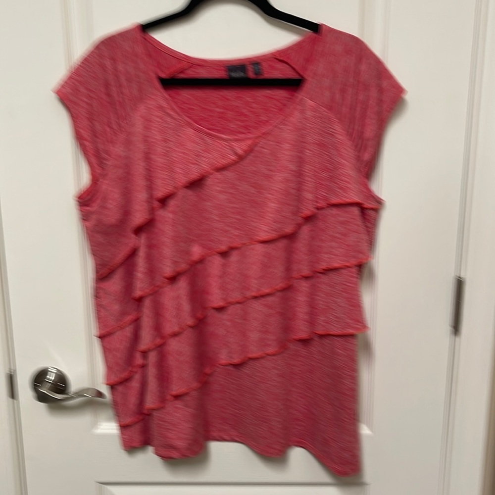 Rafaella Womens XXL sleeveless red/white ruffled top